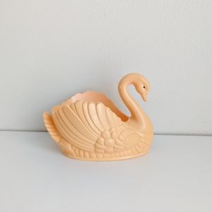 Small Vintage Regaline Peach Plastic Swan Dish, Made in USA